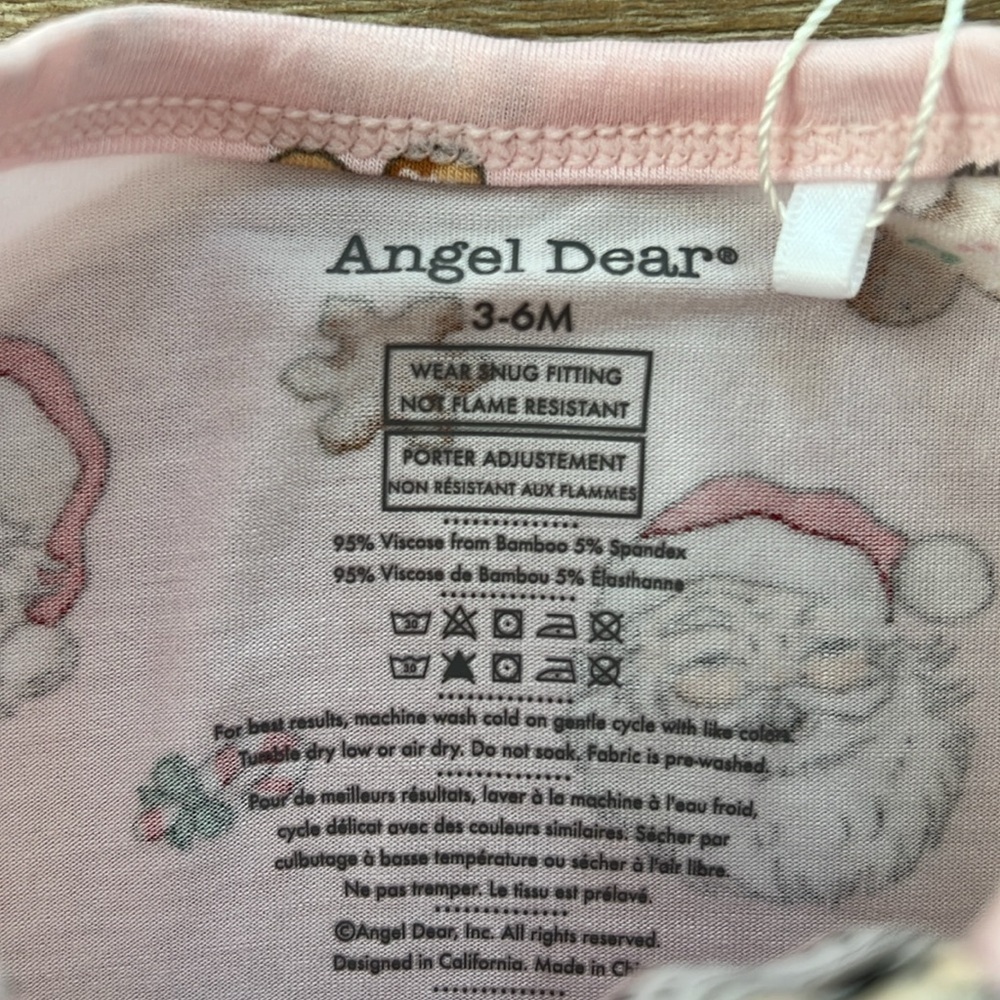 🎄 Angel Dear Girl Santa Pink Bamboo Footie Sleeper Newborn 0-3 3-6 6-9 months - Picture 4 of 6